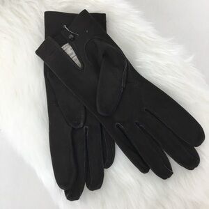 Vintage Kay Fuchs Faux Suede Leather Gloves Black 66378 Made in France